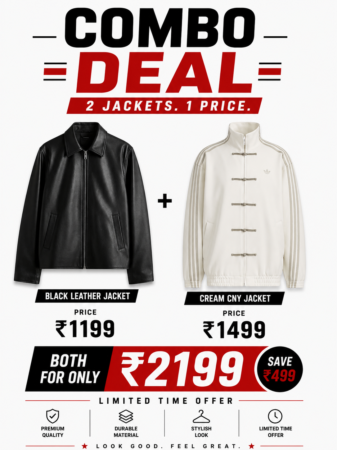 Premium Duo Pack – Black Leather & Cream CNY Jacket