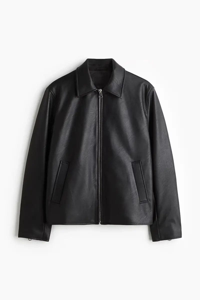 Classic Black Faux Leather Jacket - Image 1