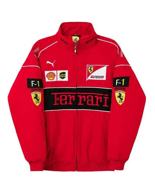Vintage Ferrari Scuderia F1 Racing Track Jacket – Red Full Zip