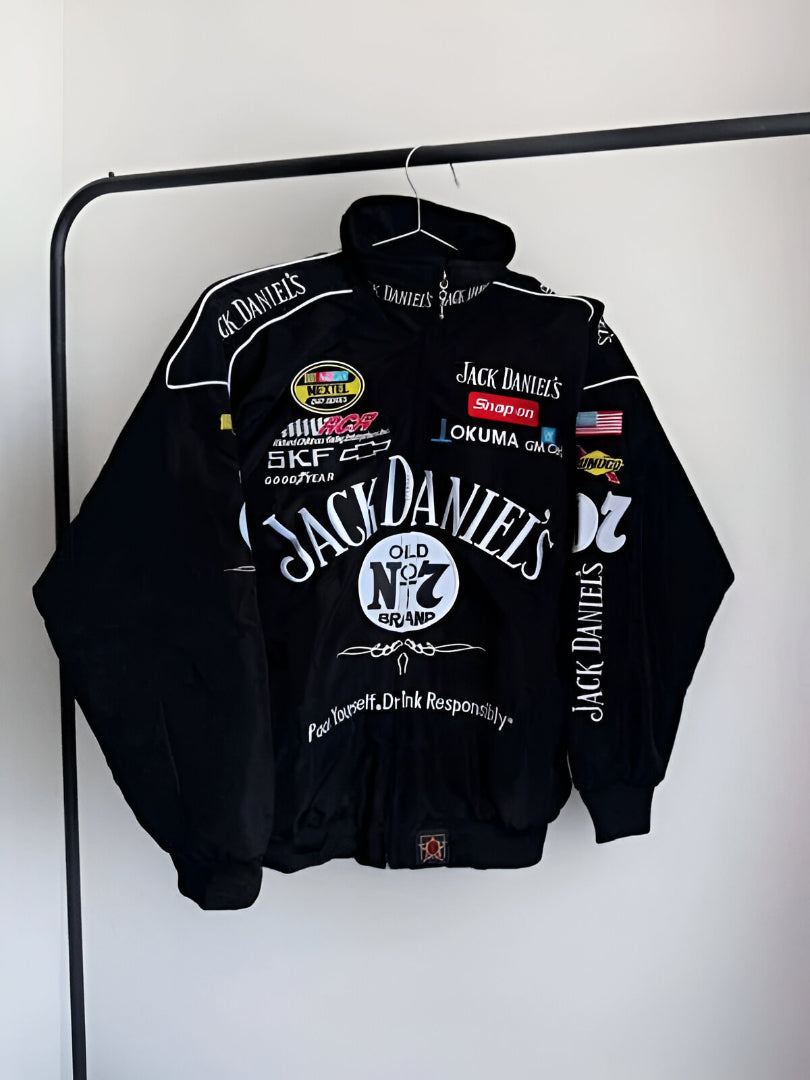 Jack Daniel's Racing Jacket – Black Embroidered Fabrizo Style