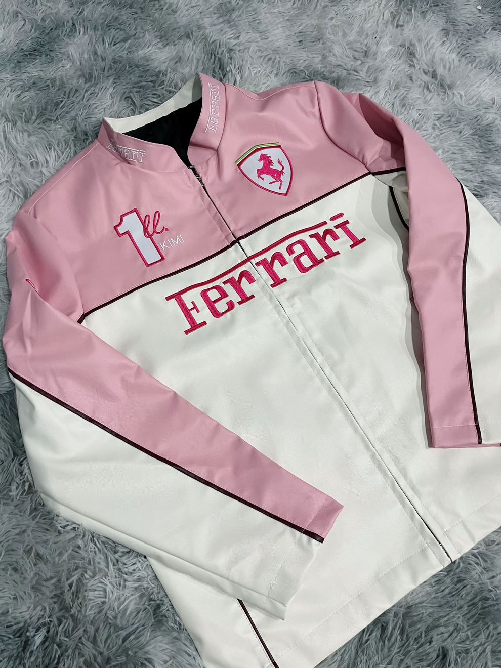 Ferrari Pink & White Racing Jacket – Limited Edition Streetwear