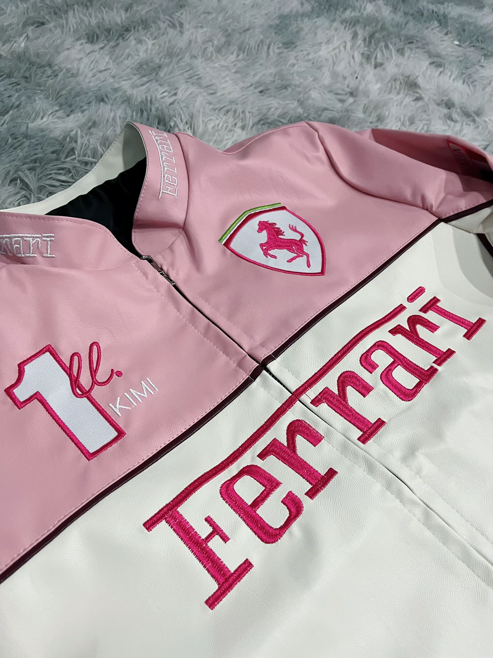 Ferrari Pink & White Racing Jacket – Limited Edition Streetwear