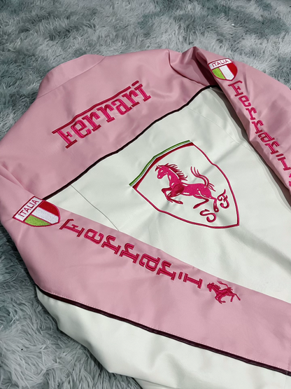 Ferrari Pink & White Racing Jacket – Limited Edition Streetwear