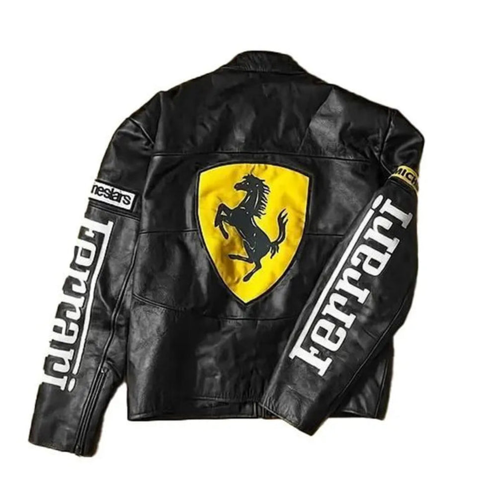 Ferrari Black Racing Leather Jacket