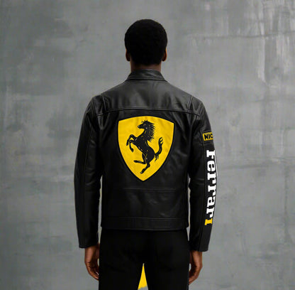 Ferrari Black Racing Leather Jacket