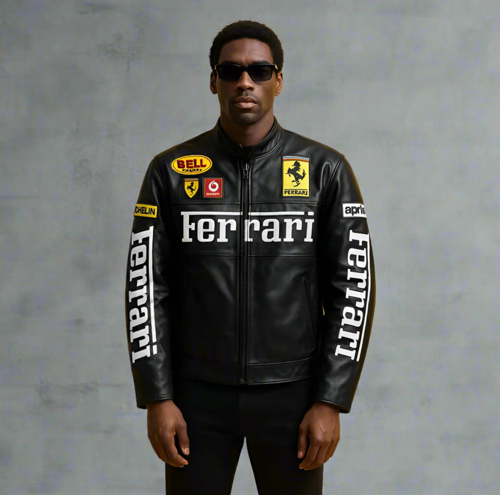 Ferrari Black Racing Leather Jacket