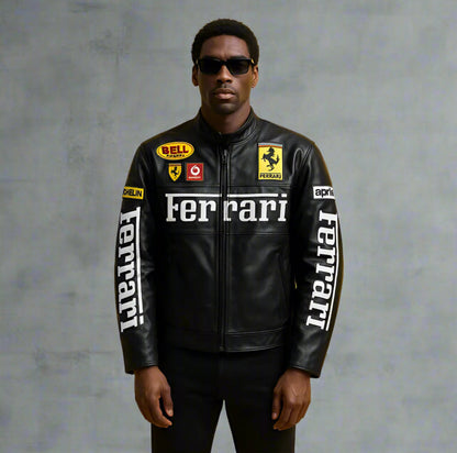 Ferrari Black Racing Leather Jacket