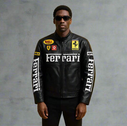 Ferrari Black Racing Leather Jacket