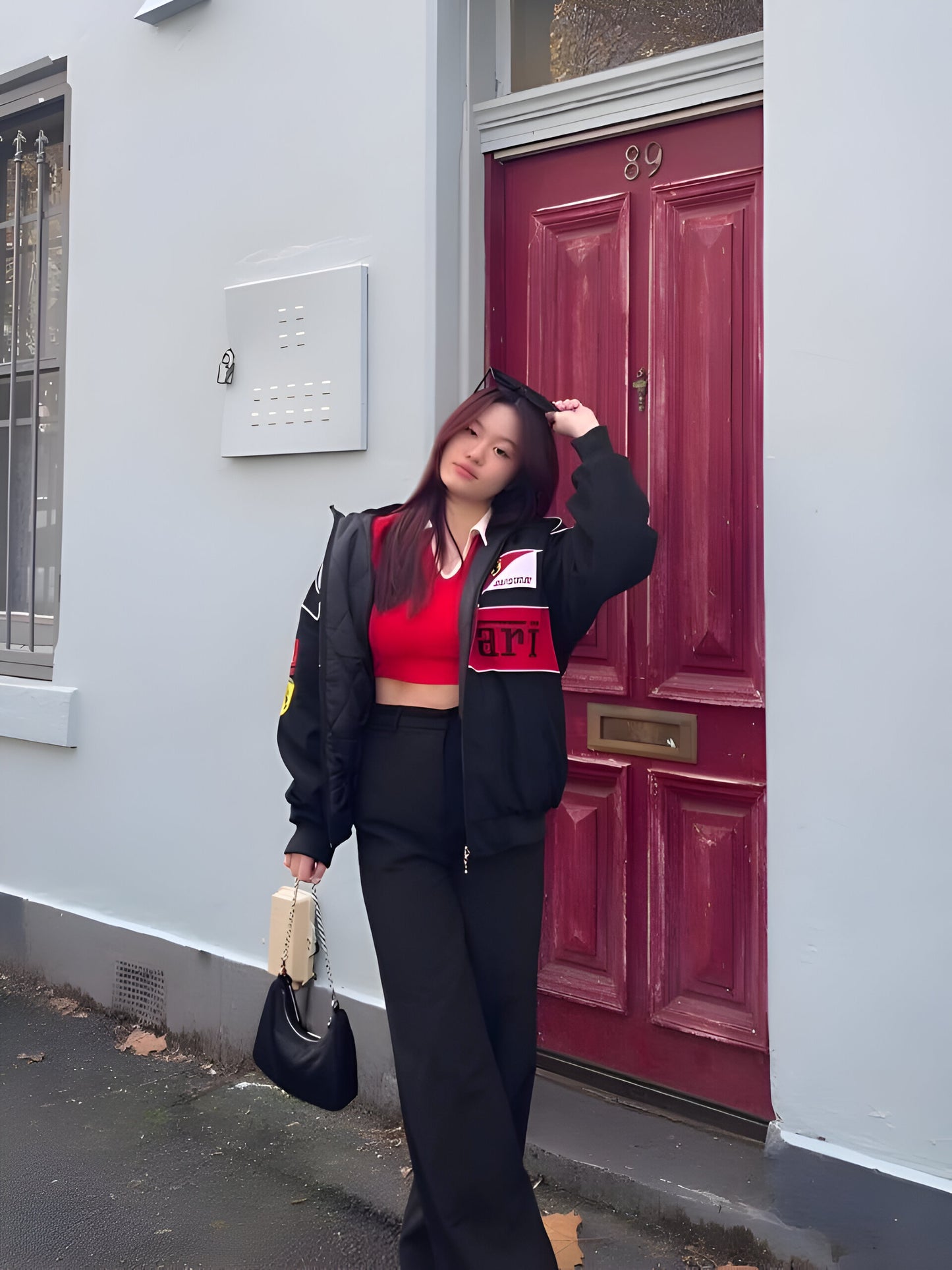 Black Ferrari Men and Women’s Racing Jacket