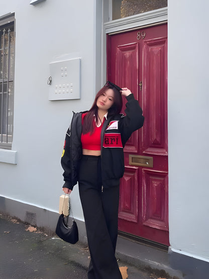 Black Ferrari Men and Women’s Racing Jacket