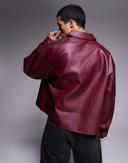 Premium unisex Burgundy Leather Jacket