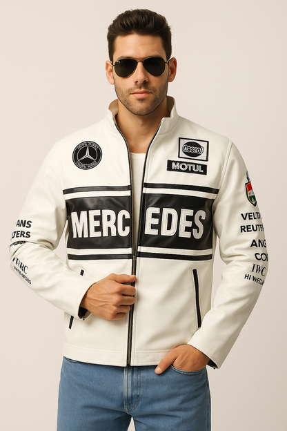 Mercedes White Racing Leather Jacket