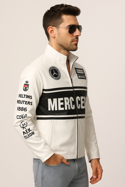 Mercedes White Racing Leather Jacket
