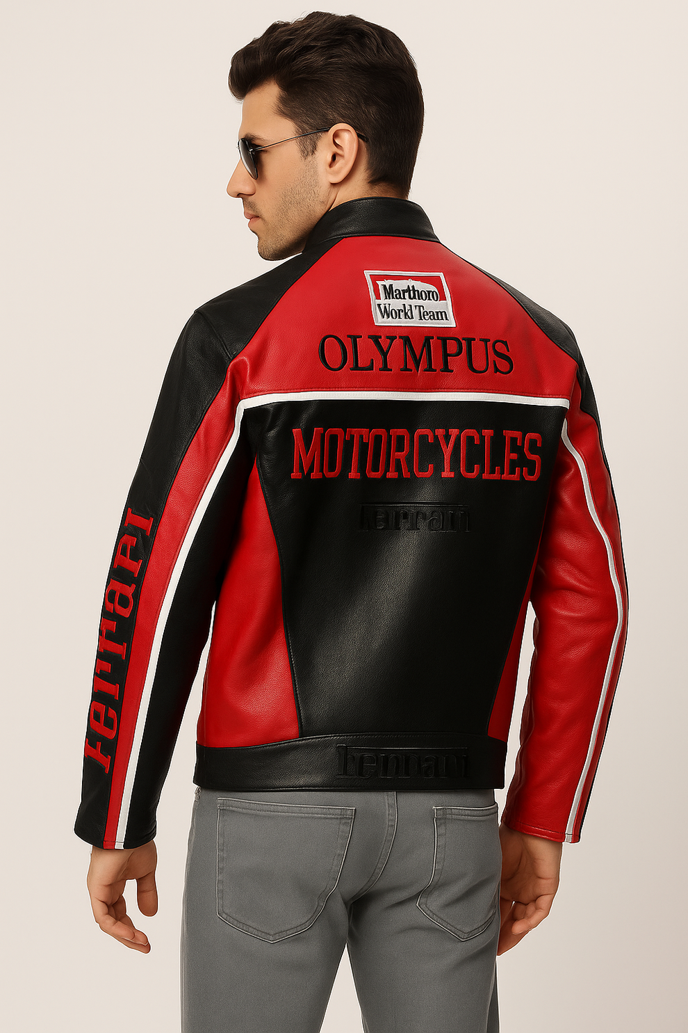 Ferrari Black & Red Racing Leather Jacket – Scuderia Motorsport Edition