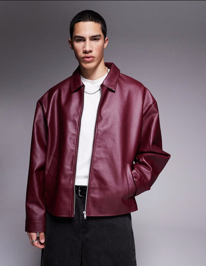 Premium unisex Burgundy Leather Jacket