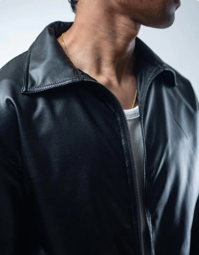 Classic Black Faux Leather Jacket