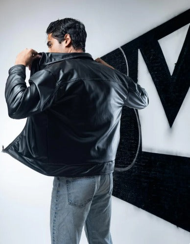 Classic Black Faux Leather Jacket