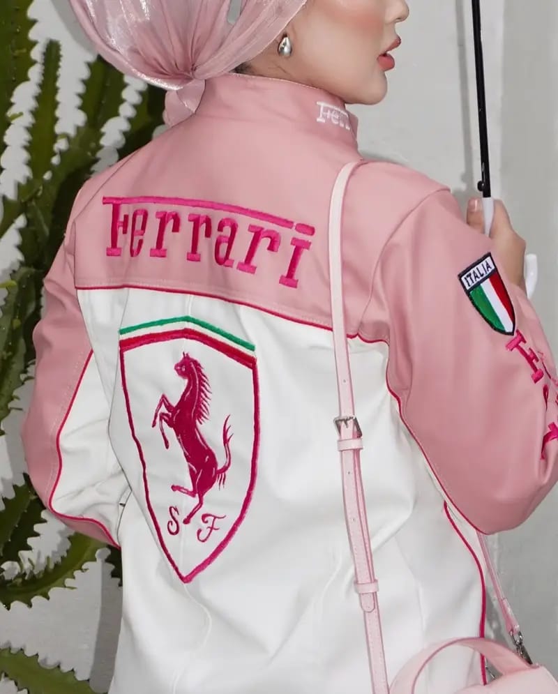 Ferrari Pink & White Racing Jacket – Limited Edition Streetwear