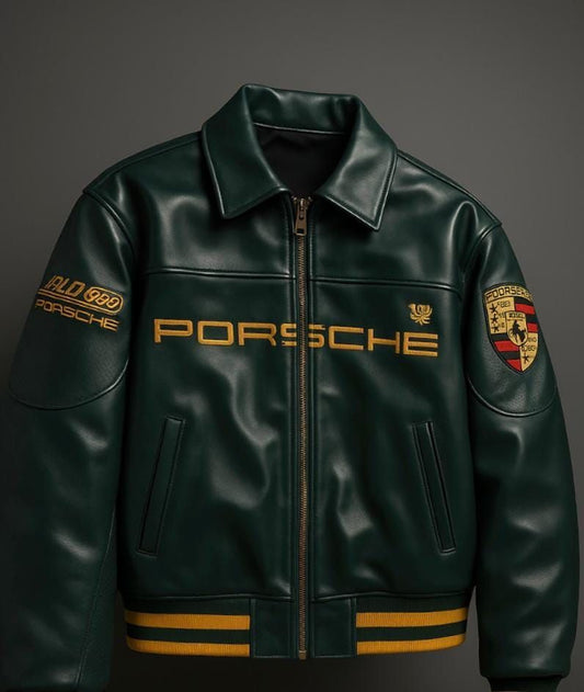 Porsche Racing Green Leather Jacket – Heritage Motorsport Edition