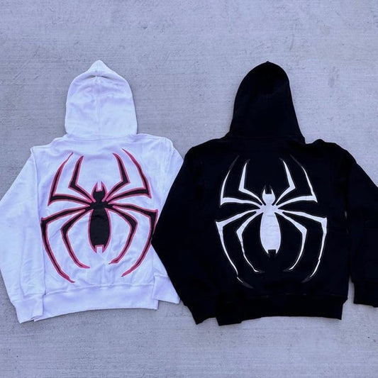 Couples Spider-Man Hoodie | Full Zip Design | Oversized Marvel Graphic|