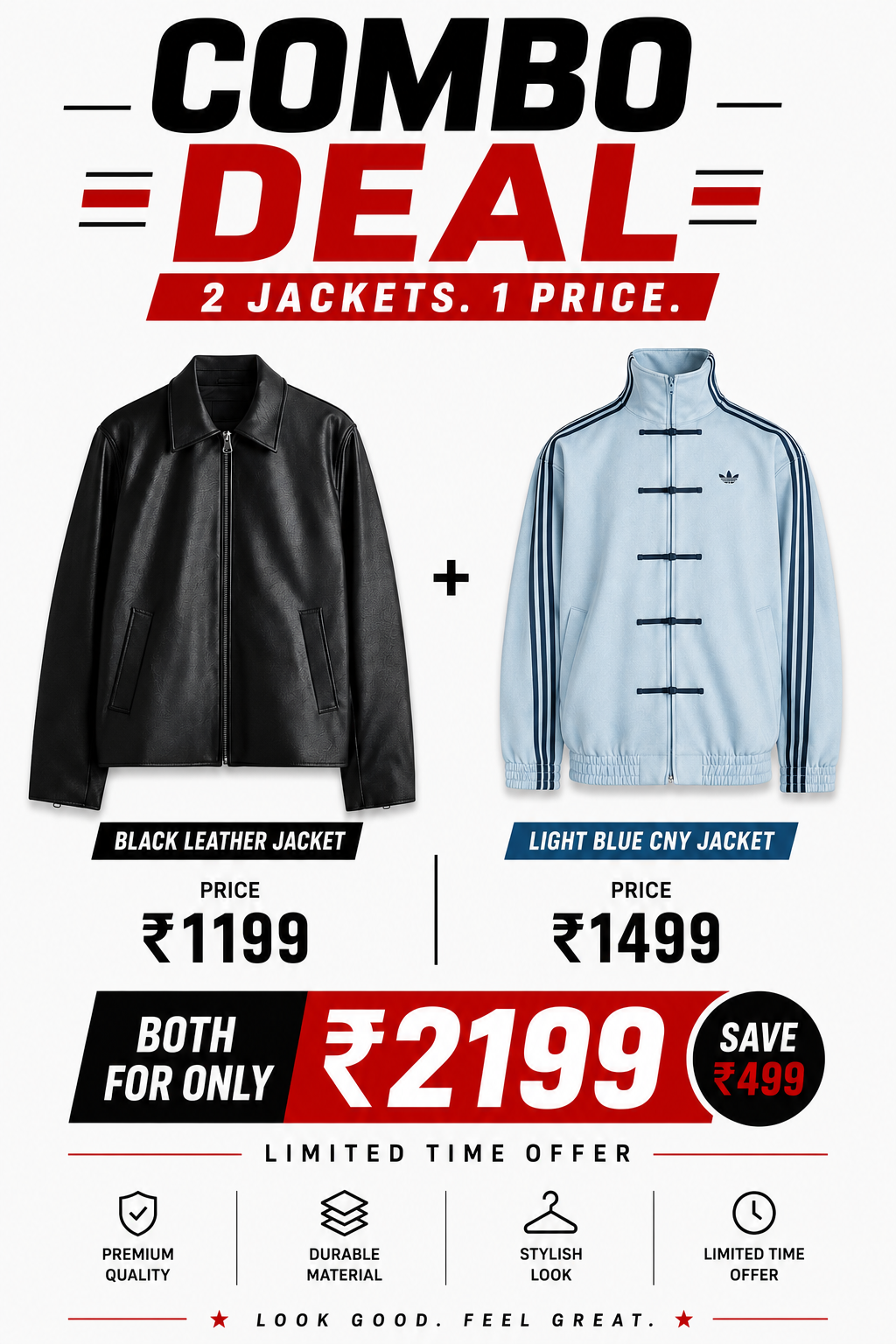 Premium Duo Pack – Black Leather & Light Blue CNY Jacket