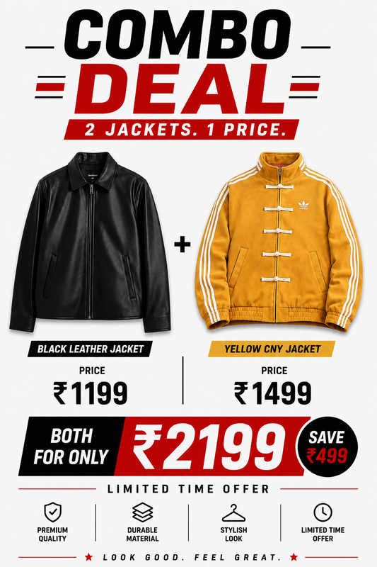 Urban Contrast Combo Pack – Black Leather Jacket & Yellow CNY Jacket