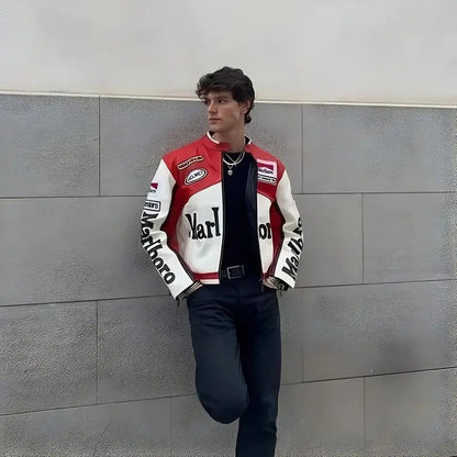 Marlboro Racing Leather Jacket – Retro F1 Motorsport Edition