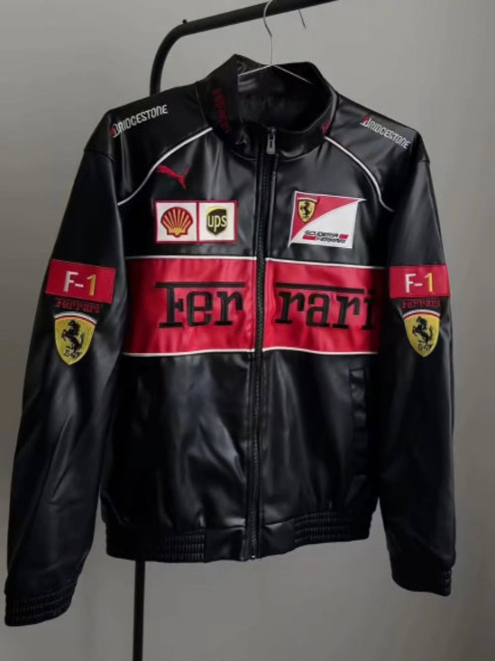 Ferrari F1 Racing Black & Red Leather Jacket – Scuderia Motorsport Edition