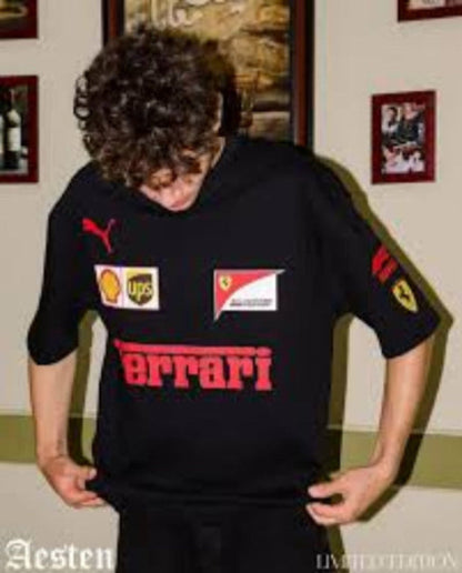 Ferrari Scuderia Black Oversized Racing T-Shirt – F1 Inspired Streetwear