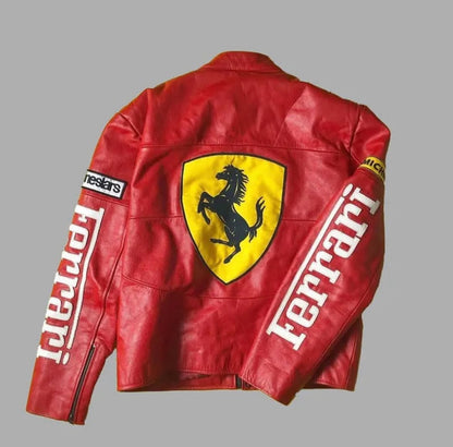 Ferrari F1 Racing-Inspired Red Leather Jacket