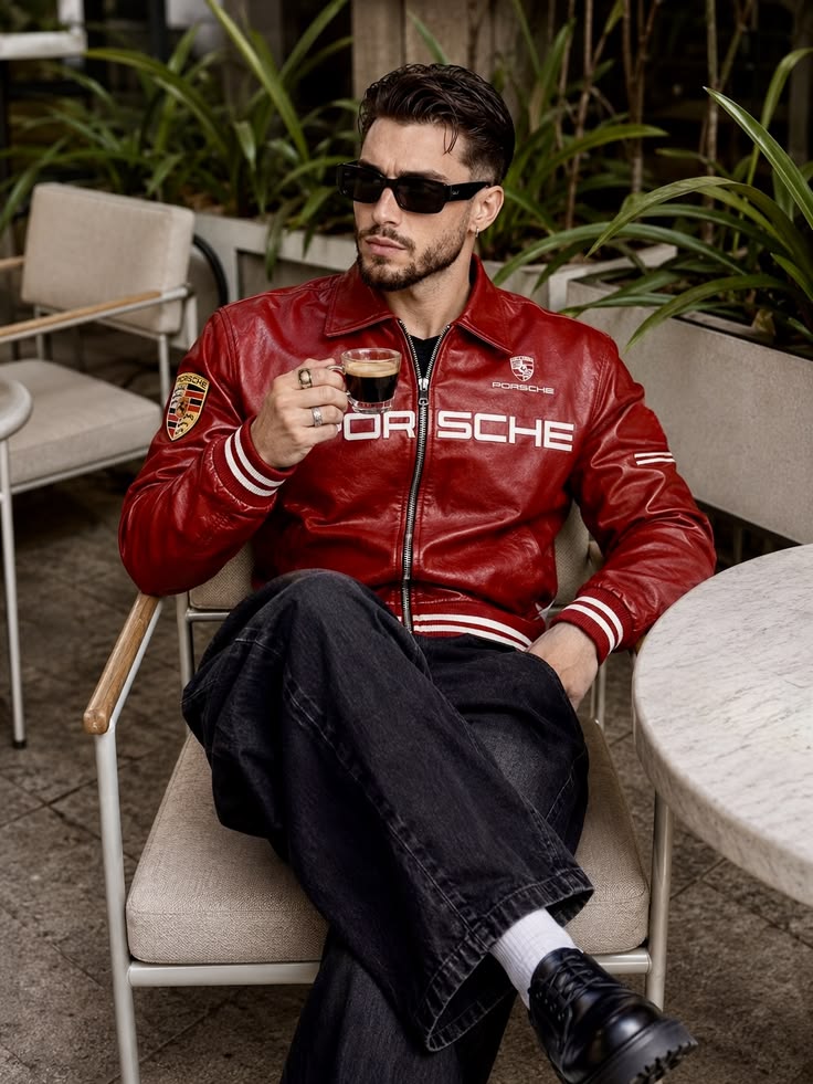 Red Porsche Racing Leather Jacket