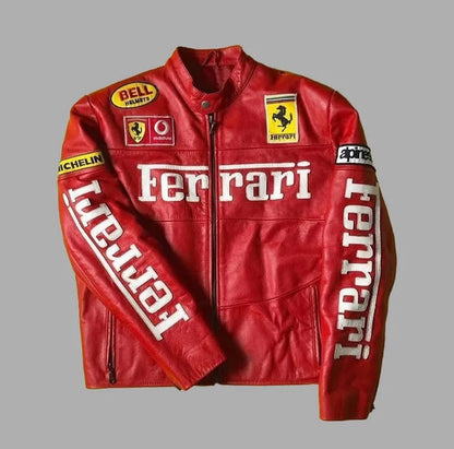 Ferrari F1 Racing-Inspired Red Leather Jacket