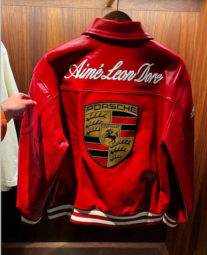 Red Porsche Racing Leather Jacket