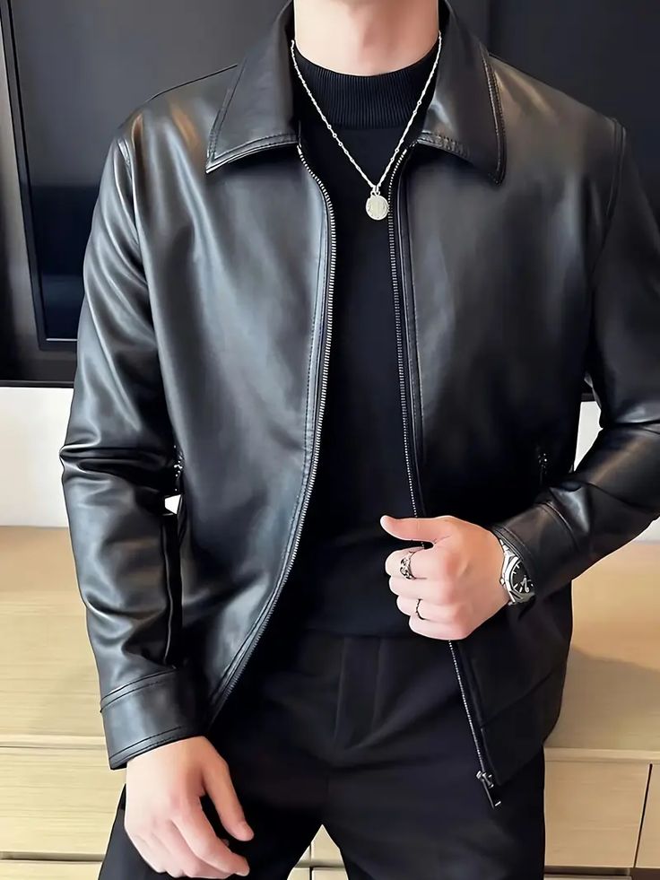 Classic Black Faux Leather Jacket