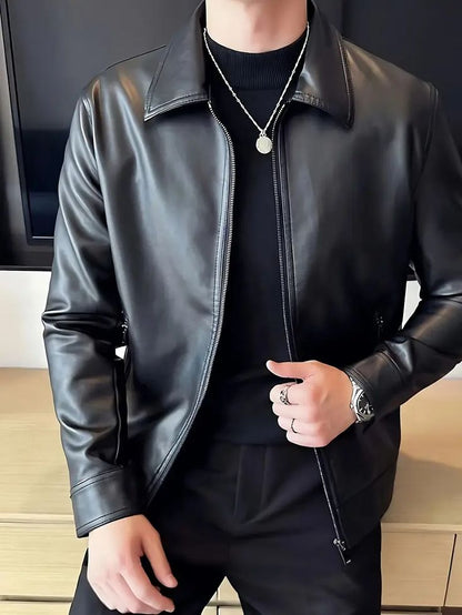 Classic Black Faux Leather Jacket