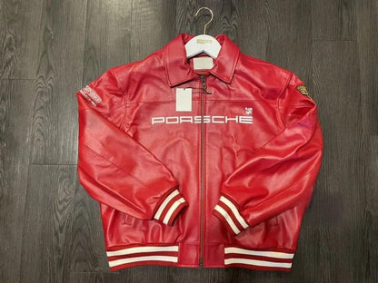 Red Porsche Racing Leather Jacket