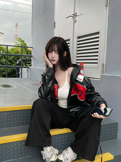 Ferrari F1 Racing Black & Red Leather Jacket – Scuderia Motorsport Edition