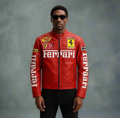 Ferrari F1 Racing-Inspired Red Leather Jacket