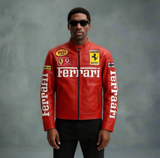 Ferrari F1 Racing-Inspired Red Leather Jacket