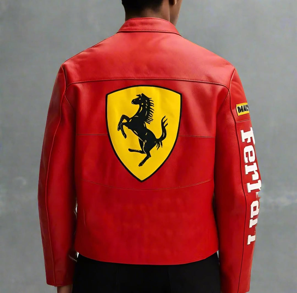 Ferrari F1 Racing-Inspired Red Leather Jacket