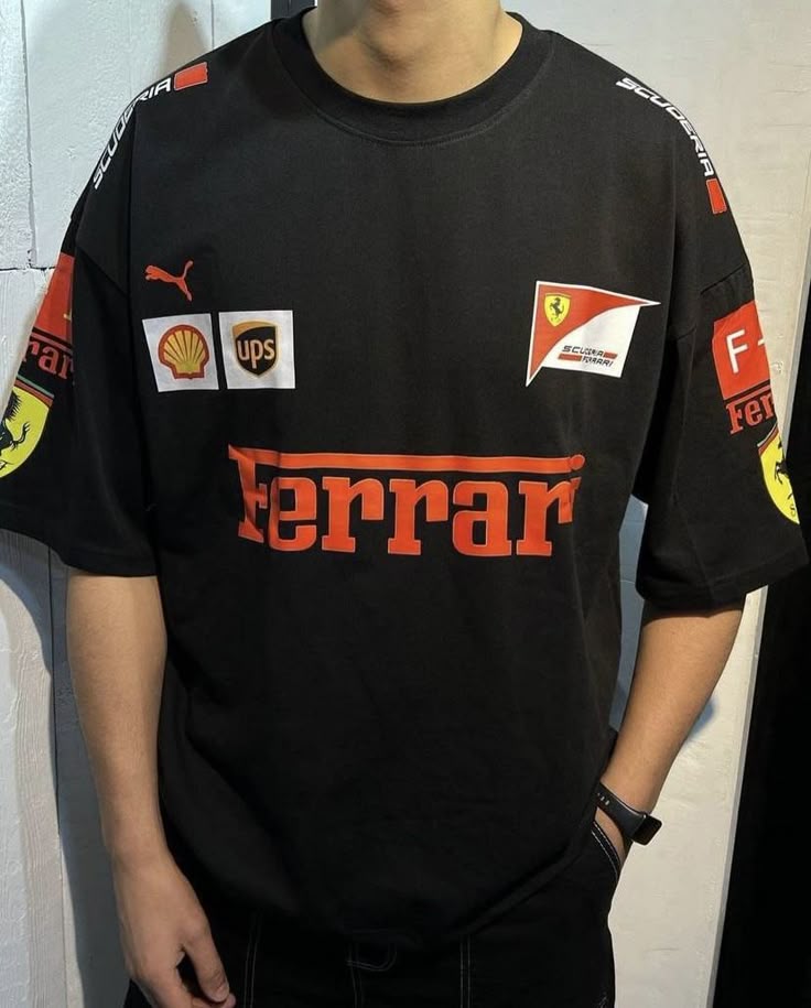 Ferrari Scuderia Black Oversized Racing T-Shirt – F1 Inspired Streetwear