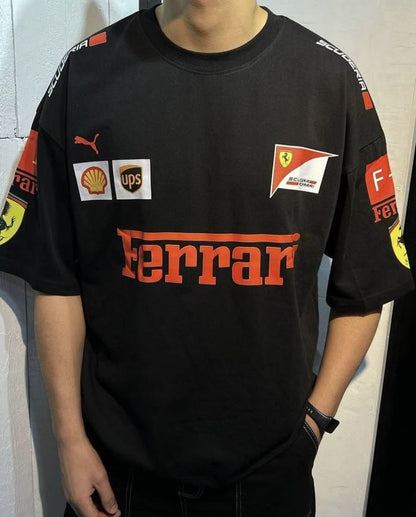 Ferrari Scuderia Black Oversized Racing T-Shirt – F1 Inspired Streetwear