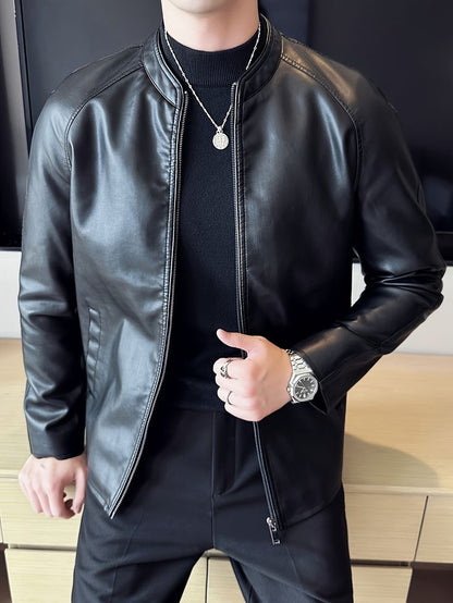 Classic Black Faux Leather Jacket