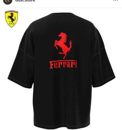 Ferrari Scuderia Black Oversized Racing T-Shirt – F1 Inspired Streetwear