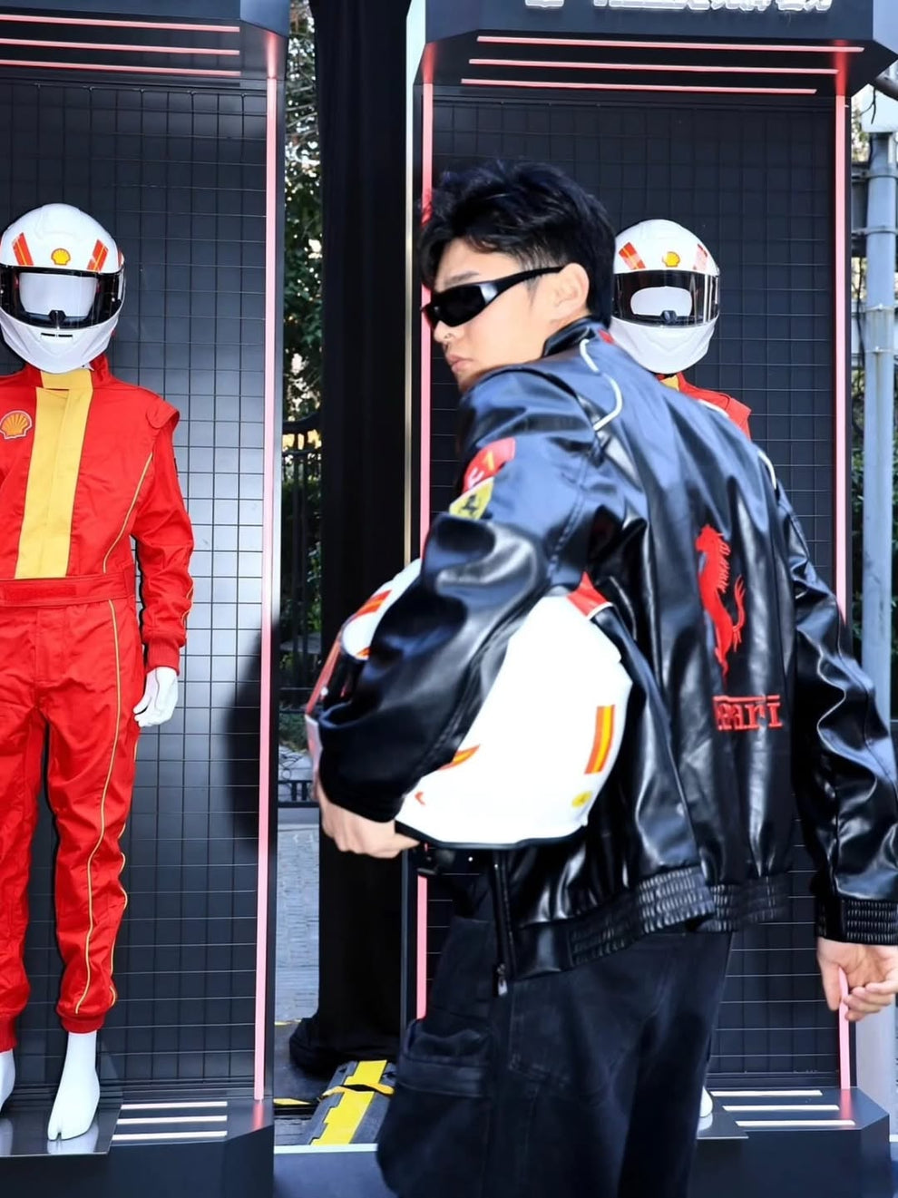 Ferrari F1 Racing Black & Red Leather Jacket – Scuderia Motorsport Edition