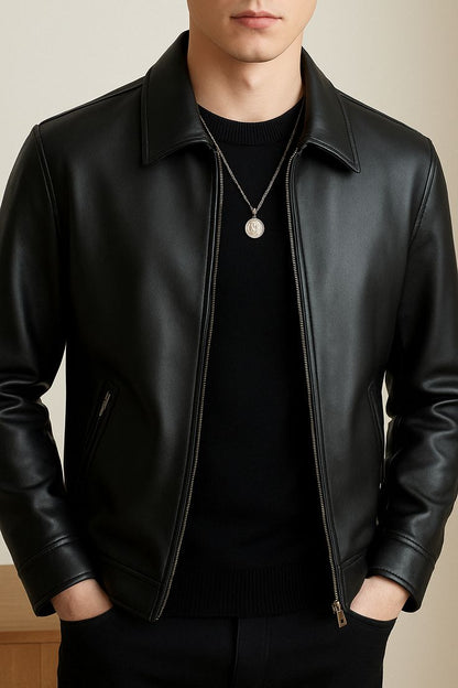 Classic Black Faux Leather Jacket