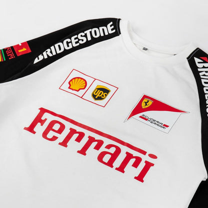 Ferrari Scuderia White & Black Oversized Racing T-Shirt – F1 Streetwear Style