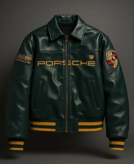 Porsche Racing Green Leather Jacket – Heritage Motorsport Edition