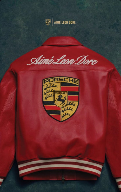 Red Porsche Racing Leather Jacket