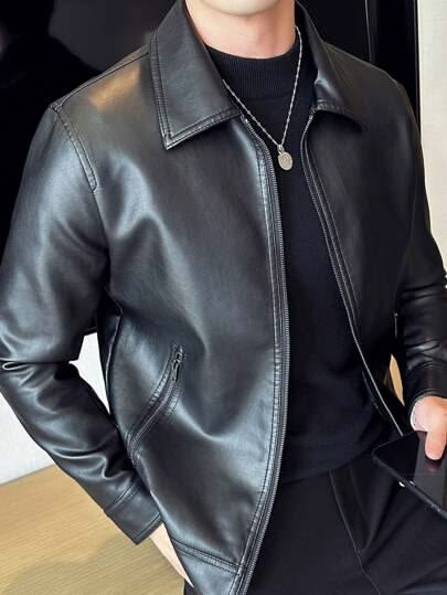 Classic Black Faux Leather Jacket